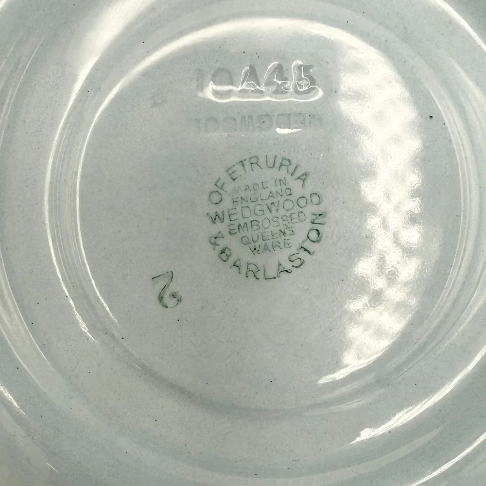 Wedgwood Embossed Queens Ware Blue Grapevine Cup Saucer Set #2243 Set 2 England